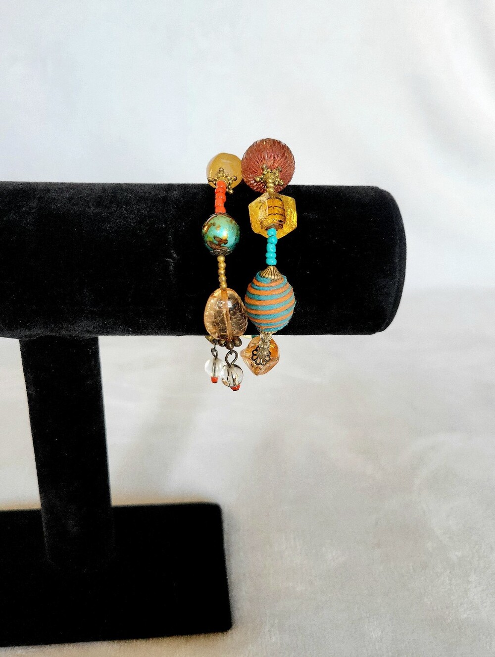 Boho Multicolor Beaded Wrap Bracelet - Turquoise & Gold Accents